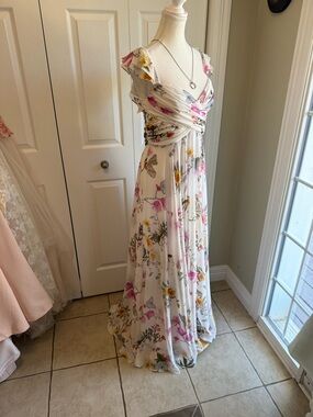 Social Bridesmaids White Floral Maxi Dress with Butterfly Botanica Ivory